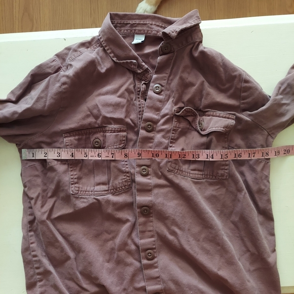 Old Navy brown 100% cotton button front shirt long sleeve Sz medium - Picture 7 of 9